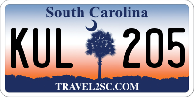 SC license plate KUL205