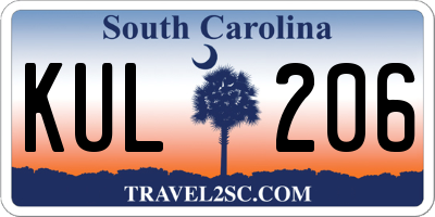 SC license plate KUL206