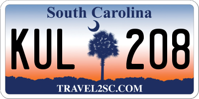 SC license plate KUL208