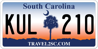 SC license plate KUL210