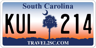 SC license plate KUL214