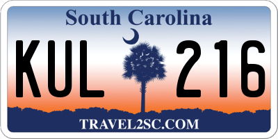 SC license plate KUL216