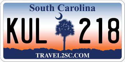 SC license plate KUL218