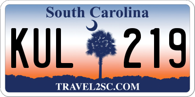 SC license plate KUL219