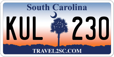 SC license plate KUL230