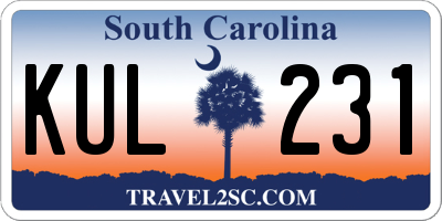SC license plate KUL231