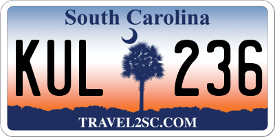 SC license plate KUL236