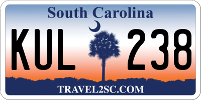 SC license plate KUL238