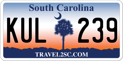 SC license plate KUL239