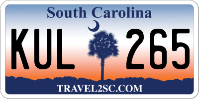 SC license plate KUL265