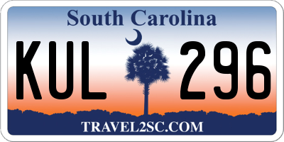 SC license plate KUL296