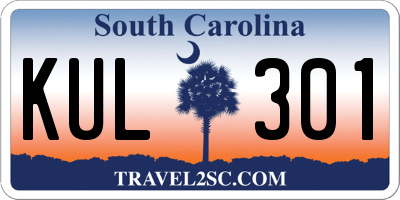 SC license plate KUL301