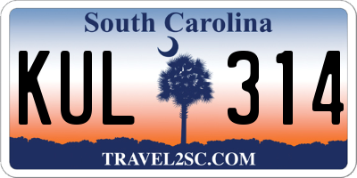 SC license plate KUL314