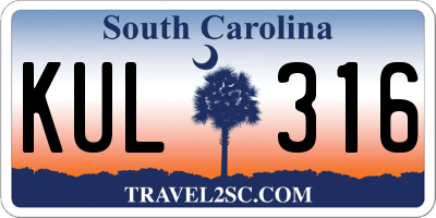 SC license plate KUL316