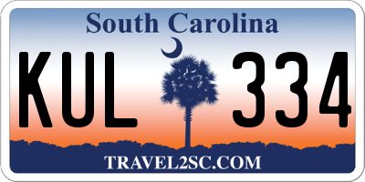 SC license plate KUL334
