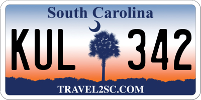 SC license plate KUL342