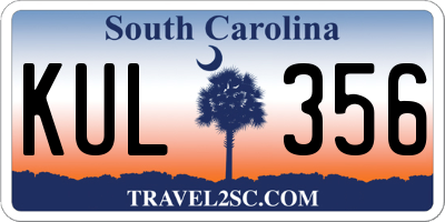 SC license plate KUL356