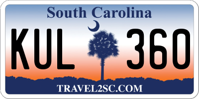 SC license plate KUL360