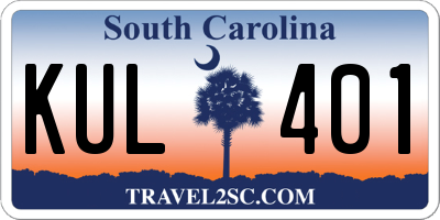 SC license plate KUL401