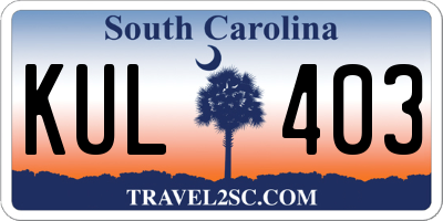 SC license plate KUL403