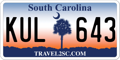 SC license plate KUL643