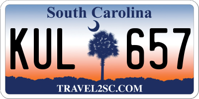 SC license plate KUL657