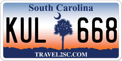 SC license plate KUL668