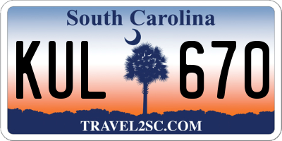SC license plate KUL670
