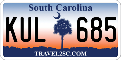 SC license plate KUL685