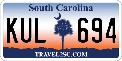 SC license plate KUL694