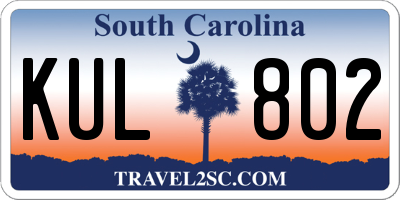 SC license plate KUL802