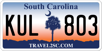 SC license plate KUL803