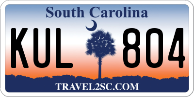 SC license plate KUL804