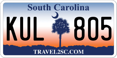 SC license plate KUL805