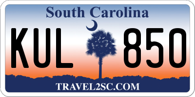 SC license plate KUL850