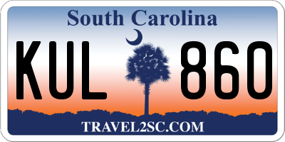 SC license plate KUL860