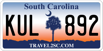 SC license plate KUL892