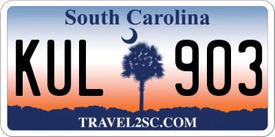 SC license plate KUL903