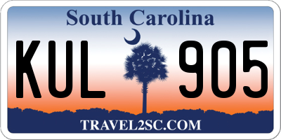 SC license plate KUL905