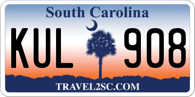 SC license plate KUL908