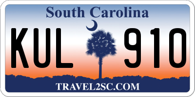 SC license plate KUL910