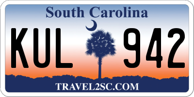 SC license plate KUL942