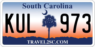 SC license plate KUL973