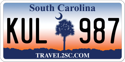 SC license plate KUL987