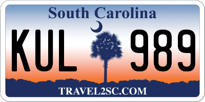 SC license plate KUL989