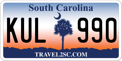 SC license plate KUL990