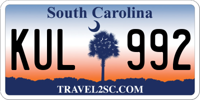SC license plate KUL992