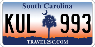 SC license plate KUL993