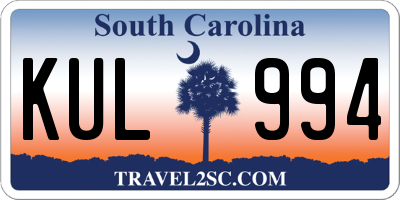 SC license plate KUL994