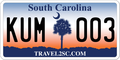 SC license plate KUM003